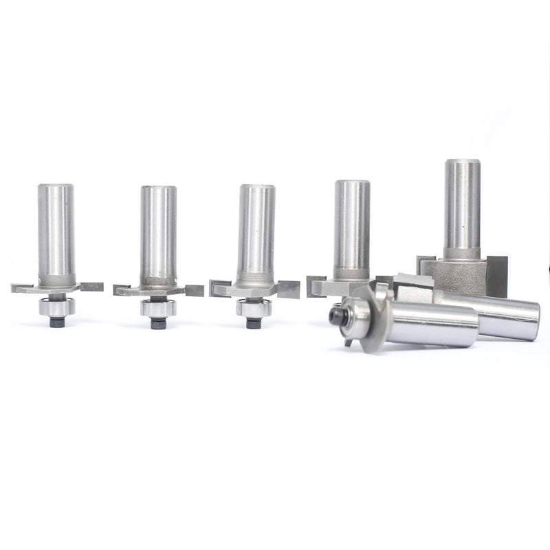 7Pcs T Slot Router Bit Set,1/2" Shank,3/32",1/8",5/32",1/4",5/16",1/2", and 5/8" Cutting Height T Trark Bit with Bearing,T-Slotting Cutter for Wood Slotting,Grooving 1/2"x 7Pcs
