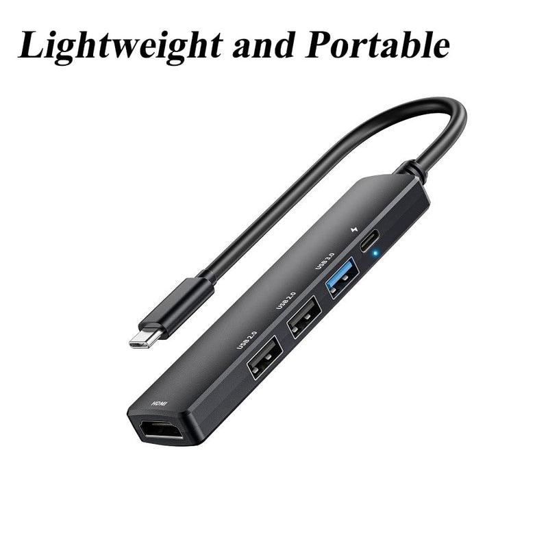 5 in 1 USB C Hub with 4K HDMI, PD 100W Fast Charging Type C Adapter, Multi-Port USB C Converter Compatible with Windows, MacOS, Linux sysytem; Support MacBook Air/Pro/ M1/ M2, Chromebook, XPS