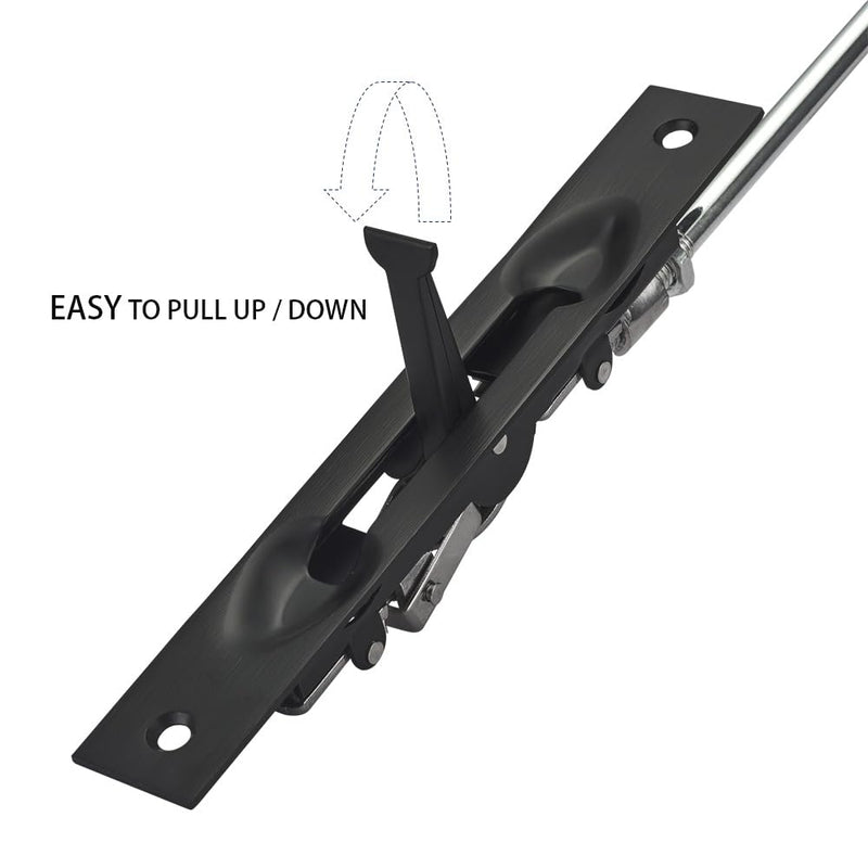 TOGU 2 Pack Solid Lever Extension Flush Bolt Latch Slide Bolt Lock in 6" 8" 10" 12",Concealed Security Door Lock for French Doors,Composite Doors,Wood Doors,Double Doors,Matte Black Finish-12" 12 inch-2pcs