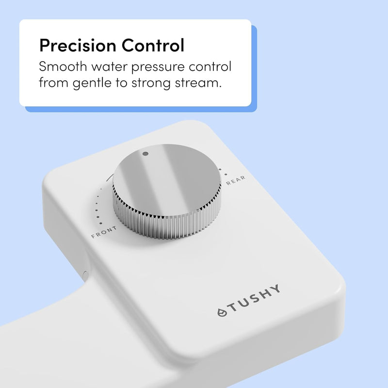 TUSHY NEW Fresh Dual Nozzle Cool Water Bidet: Ultra Slim Toilet Seat Attachment Sprayer with Luxury 2 in 1 Front & Rear, Self-Cleaning, 180º Clean (DIY Install, 10 Minutes), Non-Electric, Bamboo Knob