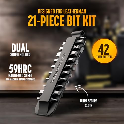 Galvanox Double Sided Bit Set Designed for Leatherman Multi-Tools, Flat-Bit Screwdriver Set with Holder (21 Pc Set + 4 Bonus Bits)