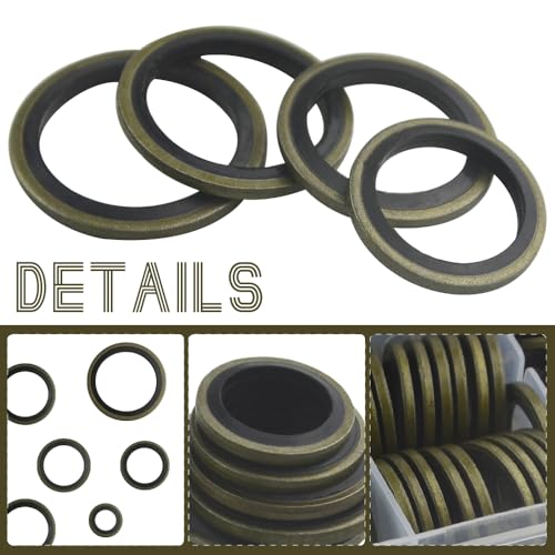 150Pcs 8 Kinds Bonded Seal Washer Assortment Kit M6 M8 M10 M12 M14 M16 M18 M20 Metal Rubber Gasket Washer Box for Plumbing Automotive Mechanical Cylinder Repairs