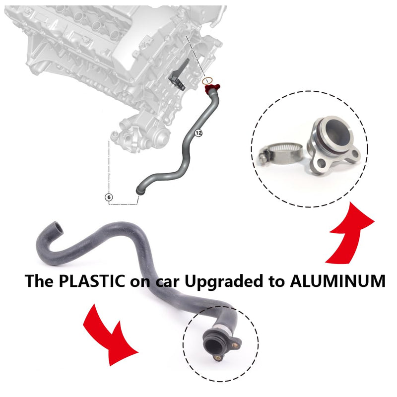 LINK-LOCK Aluminum Water Hose Joint From Thermostat To Cylinder Head for BMW 1 3 5 6 7 Z4 Series Engine N20 N52 N53 N54 N51 N55 11537541992 11537544638 11537585023 11537603514 11537545890