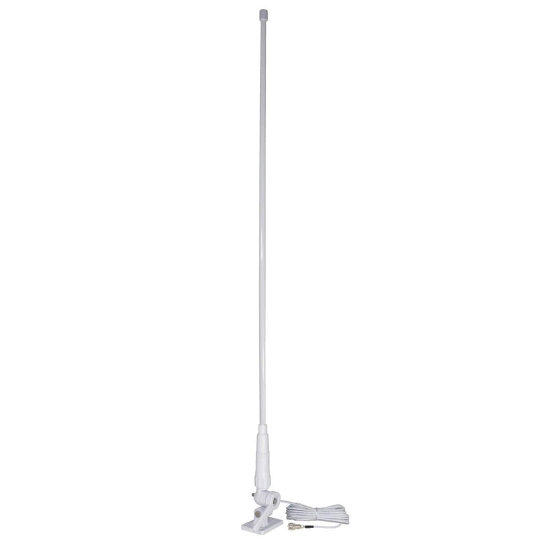 Tram® Pretuned VHF 3-dBd-Gain Marine Rachet-Mount 46-in. Fiberglass Antenna with RG58 Cable and FME-Female Connector with PL-259 Adapter