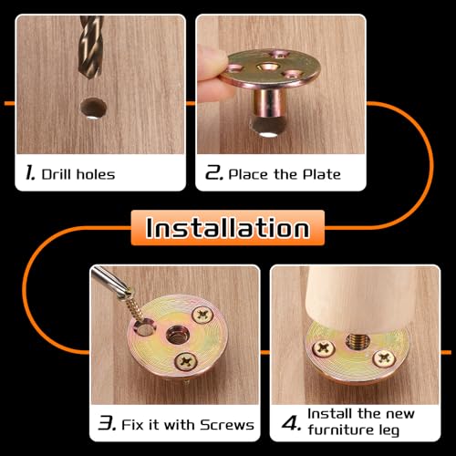 uxcell 8Pcs M8 T-Nuts, Zinc Plated Steel Brad Hole Tee Nut with Screws, 3-Hole Round Base Weld Nuts 17.2mm Height Through Hole Flange Insert Female Thread Plate Nuts, Multicolor M8 x 17.2mm