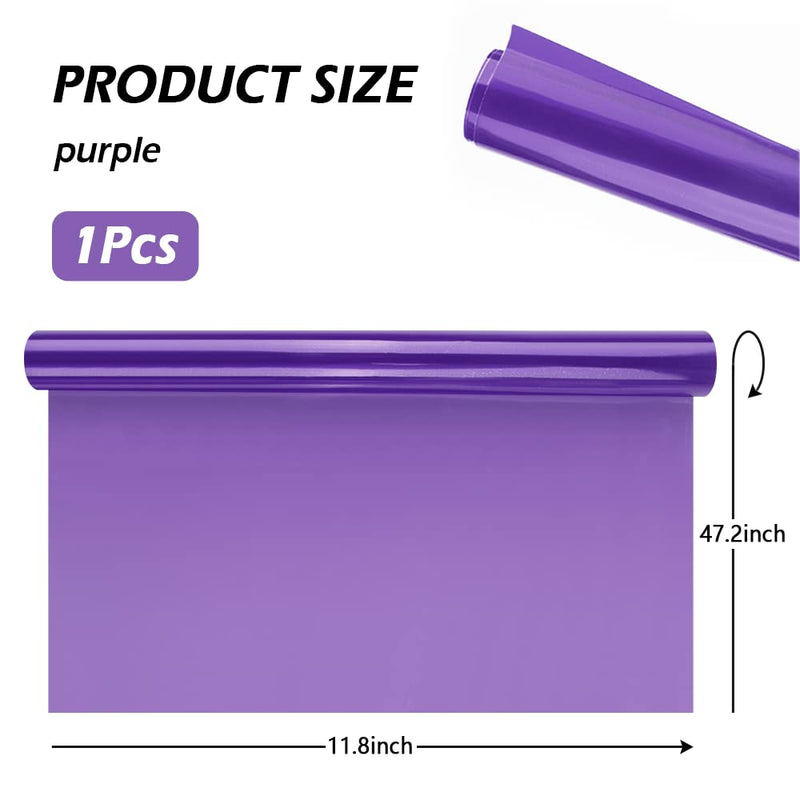 12 X 48inch Car Light Tint Film, Cuttable&Stretchability Car Headlight Taillight Fog Light Vivid Vinyl Wrap Protector,Non-Marking Self-Adhesive Decals Car Decor (Purple) Purple