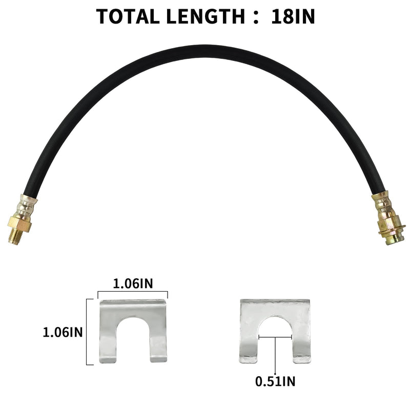 Premium 18-Inch Rubber Brake Hose - Flexible Brake Line, 3/8"-24 External Thread to 3/8"-24 Internal Thread, High Strength and Easy to Install Hydraulic Hose 18 Inch