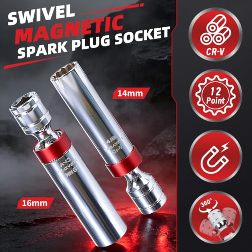 16PCS 3/8" Drive Torque Wrench with Magnetic Spark Plug Socket Set