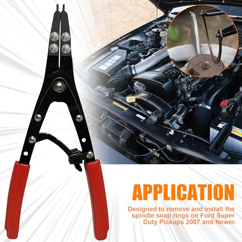 38700 Spindle Snap Ring Pliers External, 10" Large Snap Ring Pliers Heavy Duty Circlip Pliers Car Repair Tools Kit for for Ford SD Uninstall Remove Tools with Ratchet Locking 2026 Upgraded (Red) Red