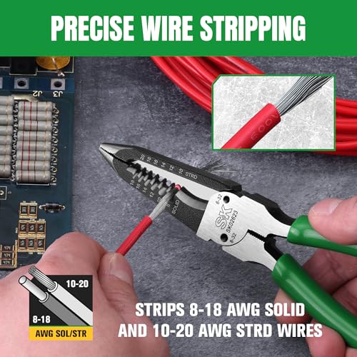SK 8-Inch Multi-Use Wire Stripper, 4 in 1 Wire Stripping Tool