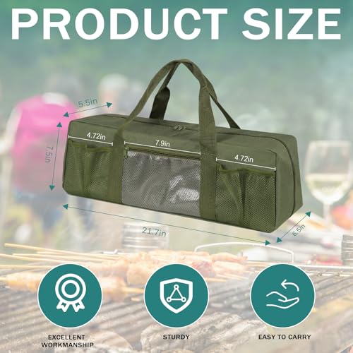 Grill Tool Storage Bag BBQ Grill Utensil Accessory Storage Green