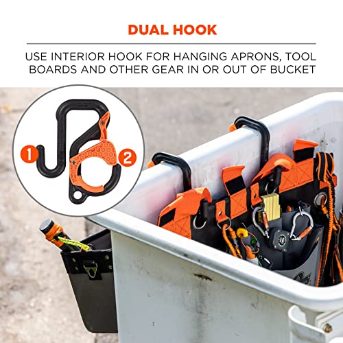 Ergodyne Squids 3178 Locking Aerial Bucket Hook with Tethering Point, Fits 3" Lip, Attach Tool Bags or Aprons to Buckets 3in (7.6cm) Black and Orange