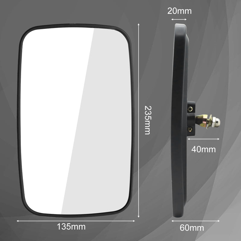 Forklift Rear View Mirrors, Square HD Wide-Angle Rearview Mirror Auxiliary Convex Mirror for Truck Trailer Forklift RV Track Loader, 23.5CM x13.5CM, 2PCS black2x