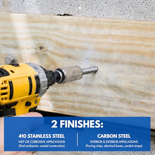 1/4" x 1-1/4" Hex 410 Stainless Steel Concrete Screws with Bit (Box of 100) 1/4" x 1-1/4"