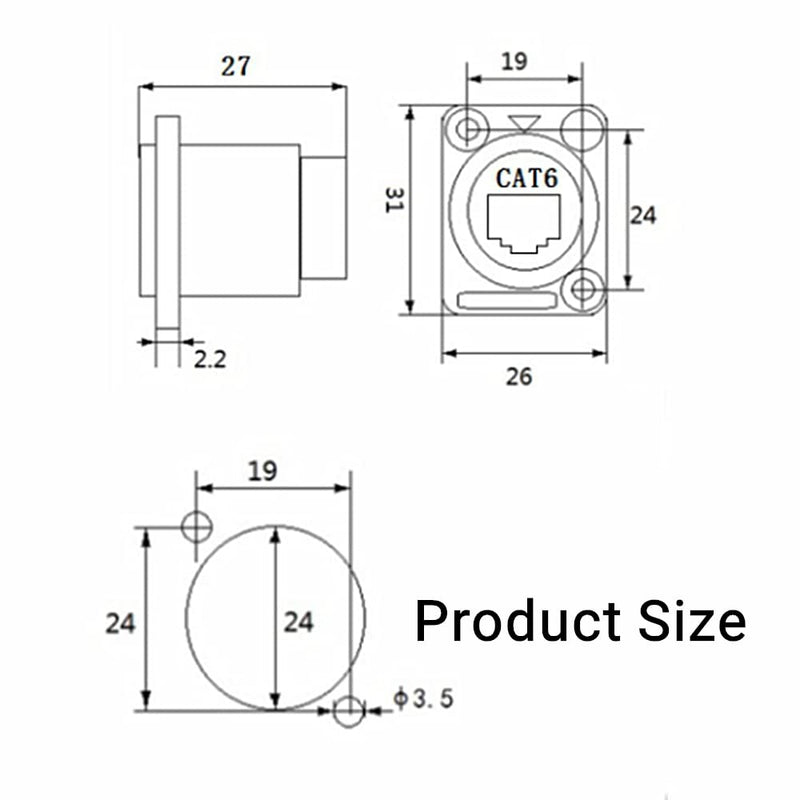 PENGLIN 10PCS D-Type RJ45 Coupler, Shielded RJ45 Panel Mount Connector, CAT6/CAT5E/CAT5 Female to Female LAN Network Bulkhead Pass Through Socket 10 PACK