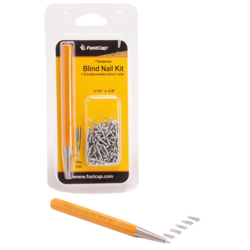 FastCap Blind Tool Nail Kit and 100 Nails | Delivers Invisible Mechanical Fastening, Ideal for Trimming, Molding, and Woodworking Projects