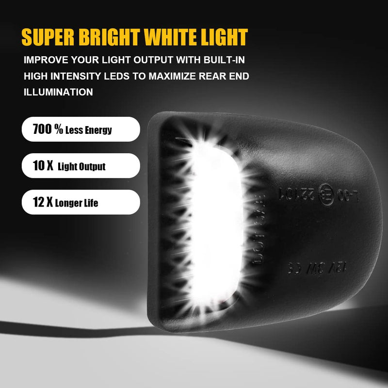 LED License Plate Light Assembly, Replacement for Chevy Silverado 1500 2500 3500 Suburban Tahoe Sierra Yukon XL Escalade Accessories,36pcs White Pack of 2 (6500K+BLACK) 6500K+BLACK