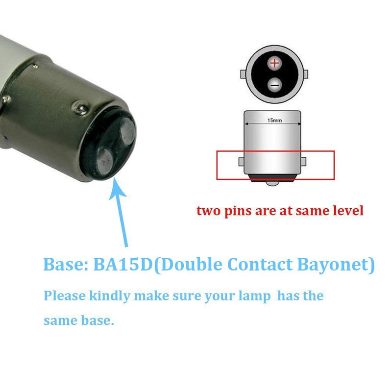 1076 1142 1004 90 LED Light Bulbs, BA15D Double Contact Bayonet Base for Marine Navigation Anchor Stern Lights RV Camper Trailer Motorhome 10-40VDC 2W Cool White 2-Pack 1142 2W 2-Pack