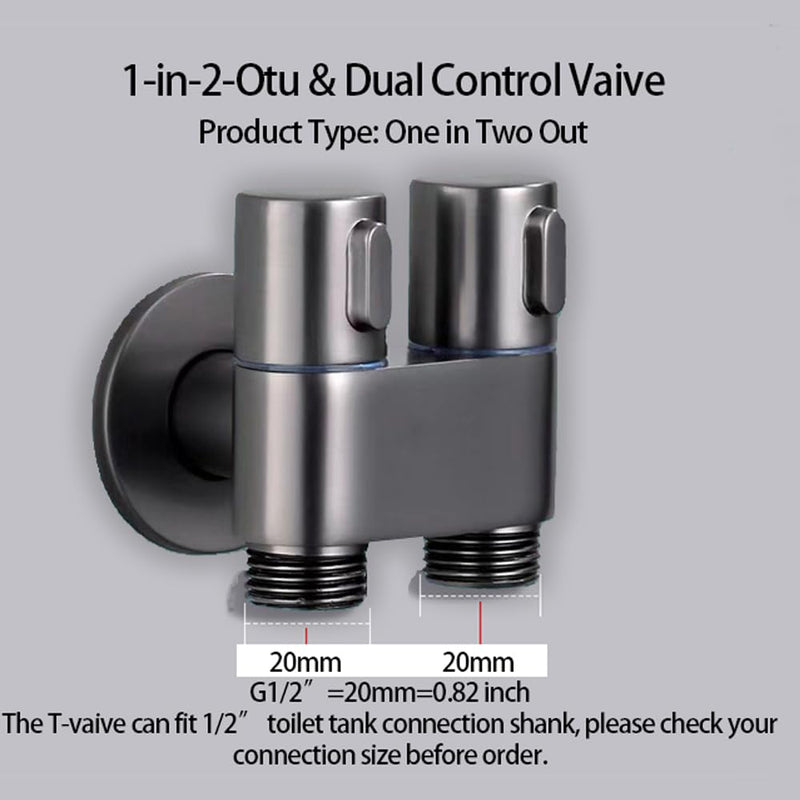 1-In-2-Out Dual Control Valve, bidet sprayer, bum gun bidet sprayer, bidet sprayer for toilet, toilet flush valve, toilet sprayer, toilet water sprayer, bidet sprayer toilet sprayer (black) Black