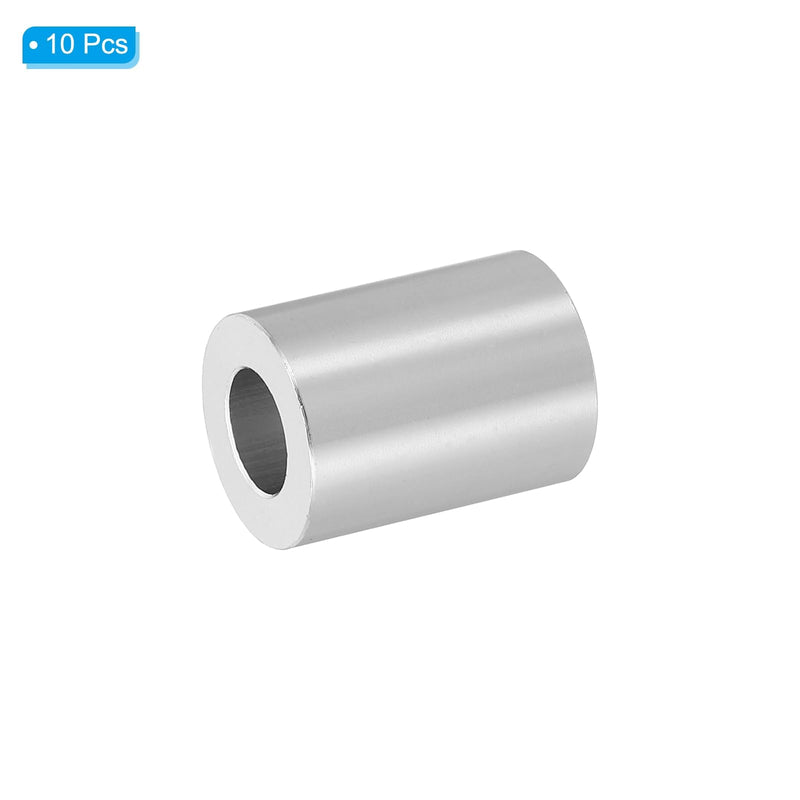 PATIKIL M10 Aluminum Spacers, 10 Pcs Metal Spacer Aluminum M10 X3/4"OD X1"L Aluminum Spacer Screw Standoff Round for 3/8" or M10 Screw Bolts, Silvery 1 Inch Silver