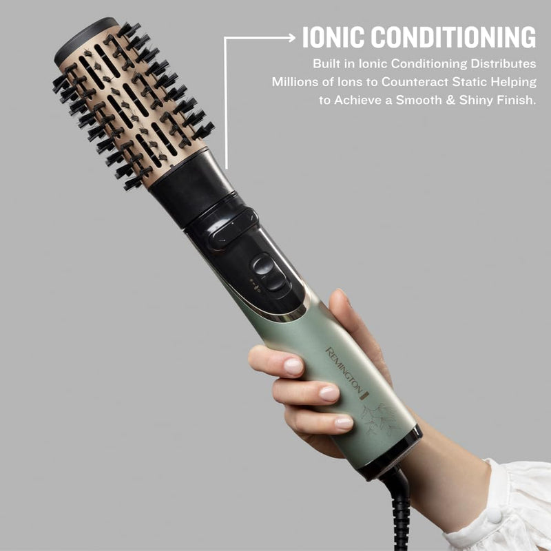 Remington Hot Air Styler, Botanicals Rotating Hot Brush, Round Brush and Paddle Attachment, Micro-Conditioner Infused Bristles, for Long, Mid and Short Hair, Ionic Hairdryer, 3in1 Airstyler