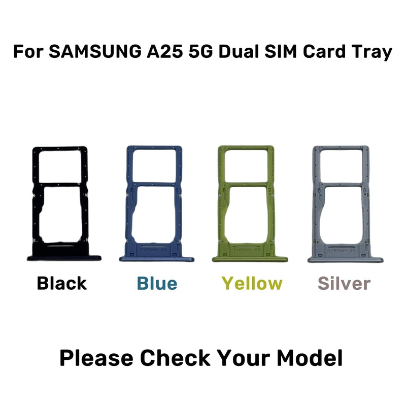 Galaxy A25 5G Dual SIM Card Tray Slot Holder Replacement for Samsung Galaxy A25 5G SM-A256E/DSN 6.5 inch with Sim Card Tray Open Eject Pin and SD Card Tray (Black) Black