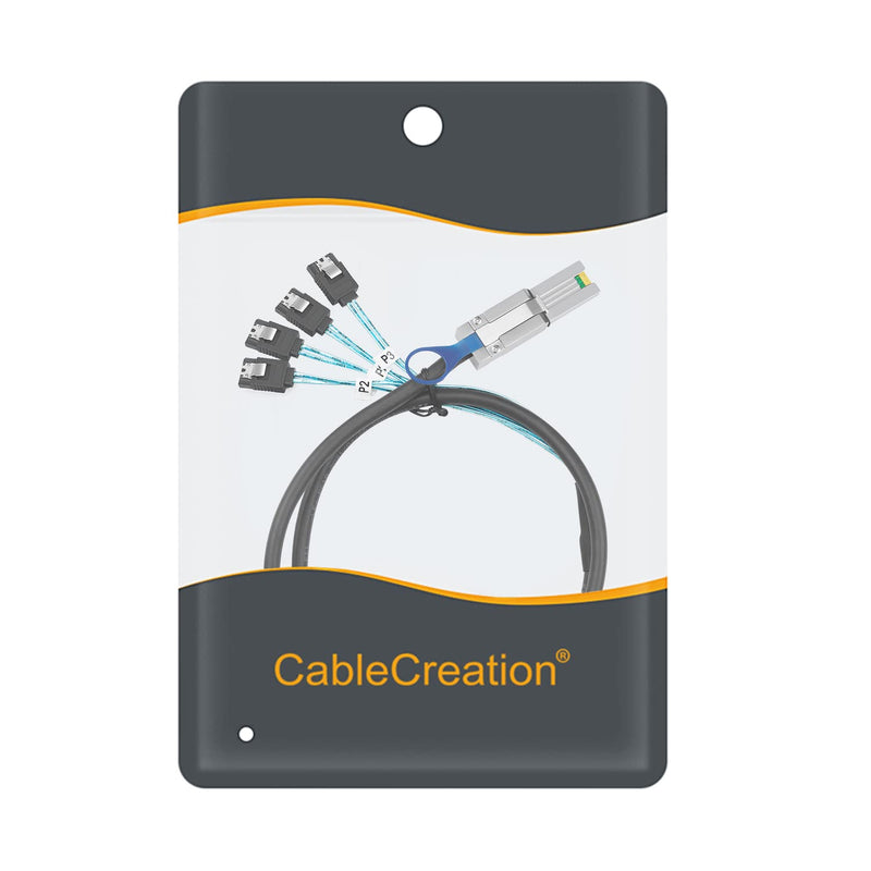 CableCreation Mini SAS 26Pin (SFF-8088) Male to 4 SATA 7Pin Female Cable, Mini SAS Host/Controller to 4 SATA Target/Backplane, 2M / 6.6FT