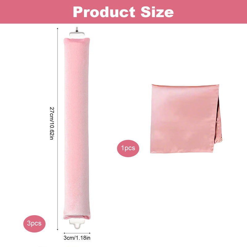 3 Pcs Heatless Blowout Rods, Heatless Curling Rod Pink | No Heat Curls To Sleep for Curl Rod Satin Flexi Rods Women Long Hair Styling Tools for All Hair