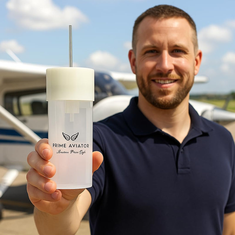 Aviation Fuel Tester with Optional Protective Jar – 12 oz AVGAS & Jet A-1 Reusable Fuel Sampler and Water Separator | Includes Removable Smell-Proof Storage Tube