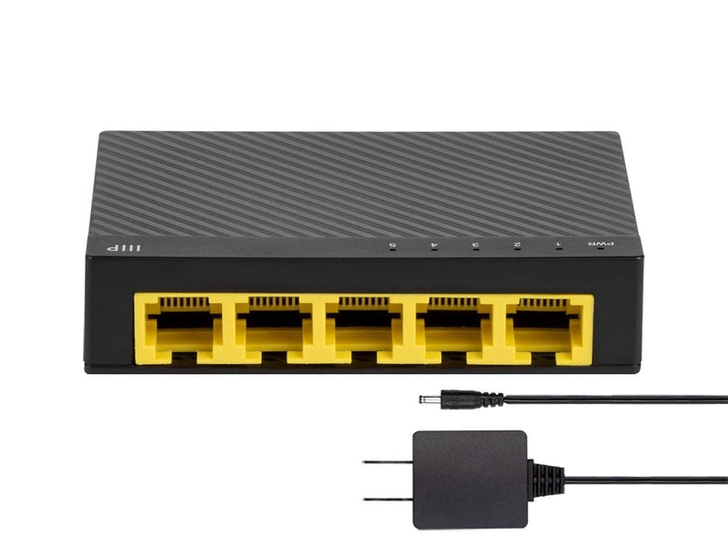 Monoprice 5-Port 10/100/1000Mbps Gigabit Ethernet Unmanaged Desktop Switch, IEEE 802.3ab, Cat5e, Plug and Play, Fanless Design, for Gaming and Streaming