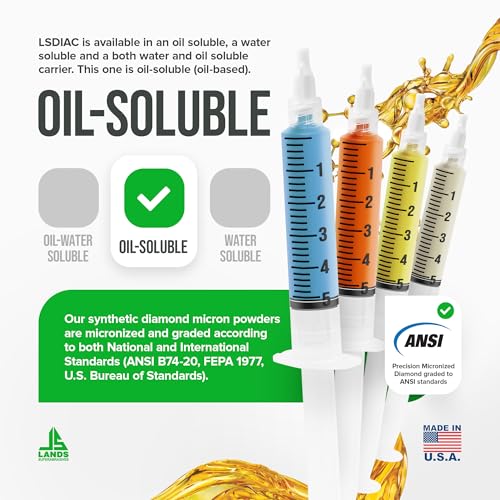 Full Range/from Stock Removal to Finishing/Oil-Soluble LSDIAC Diamond Polishing Compound Set/1200, 3000, 8000, 15000 Grit/4x5g/Medium Concentration of Diamond Powder/LANDS Superabrasives (5, Grams) 5 Grams