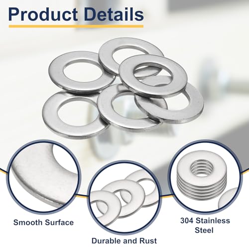 uxcell M33 Flat Washer for Screw, 6Pcs 304 Stainless Steel Washers 33MM ID x 60MM OD x 3MM Thick for Bolts, Factories Repair, Kitchens, Shops, and Outdoor Construction (Silver Tone) 33 x 60 x 3 mm/1.3 x 2.4 x 0.12 inches