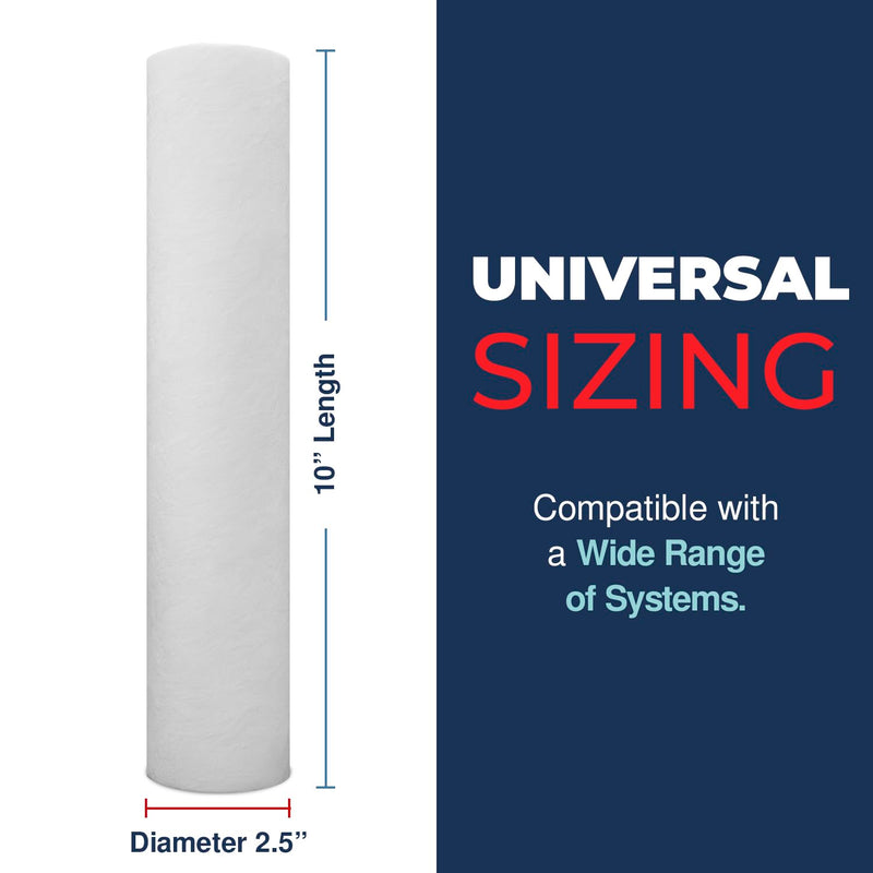High-Performance 5 Micron 10 x 2.5 Sediment Filter - Whole House Water Filter Replacement Compatible with Well Water Filters - P5, AP110, WHKF-GD05, Made in USA, 4-Pack