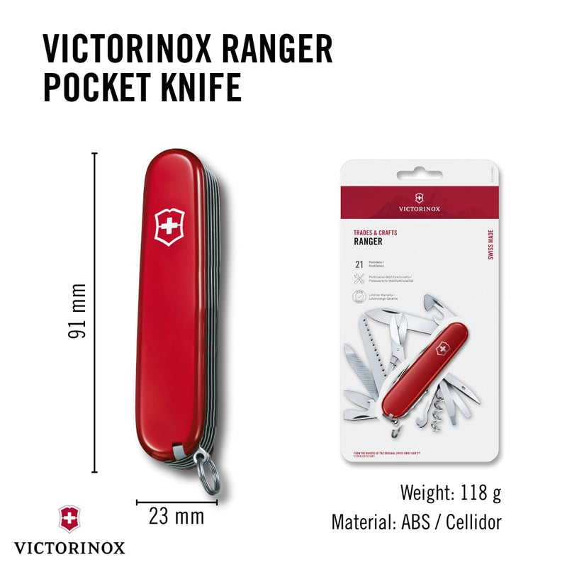 Victorinox Swiss Army Ranger Pocket Knife,Red , 91mm