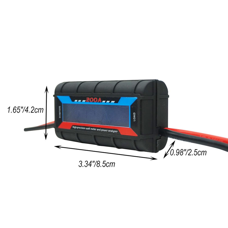 200A Watt Meter High Precision Monitor, DC 0-100V Voltage Amp Tester, Power Analyzer Multimeter, Set of 2, for RC,Solar Panel, Wind Power 200A 100V