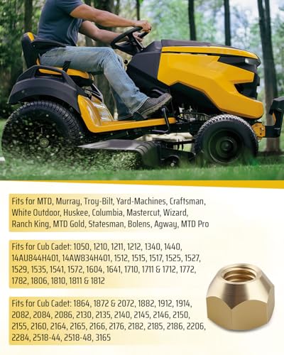 Lug Nut Fit for MTD Murray Troy-Bilt Yard Machines Craftsman Huskee, Cub Cadet 1050-3165 White Outdoor Bolens Ranch King, Lawn Mowers Wheel Nuts Replace 712-3050 912-3050 01001966 4PCS