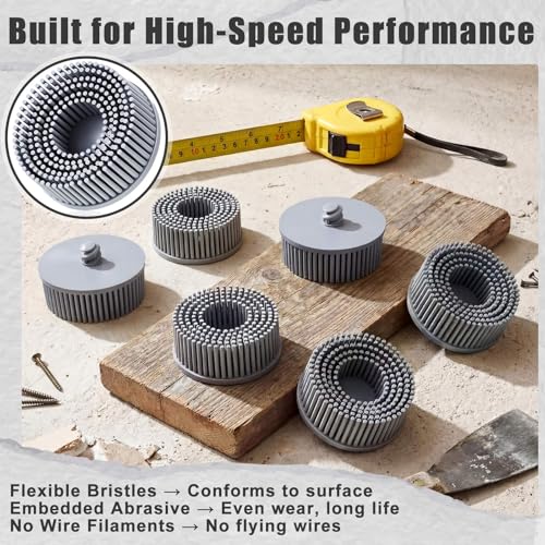 5 Pack Bristle Disc 2 Inch 120 Grit Bristle Abrasive Coating Removal Disc Quick Change for Metal Paint Stripping Deburring Paint Stripping Gray White
