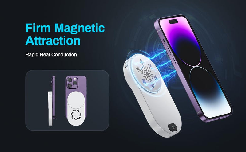 Hamosong Phone Cooler for Gaming, Magnetic Semiconductor iPhone Cooler Cooling Fan, Keep Phone Cool Fan for Phone White