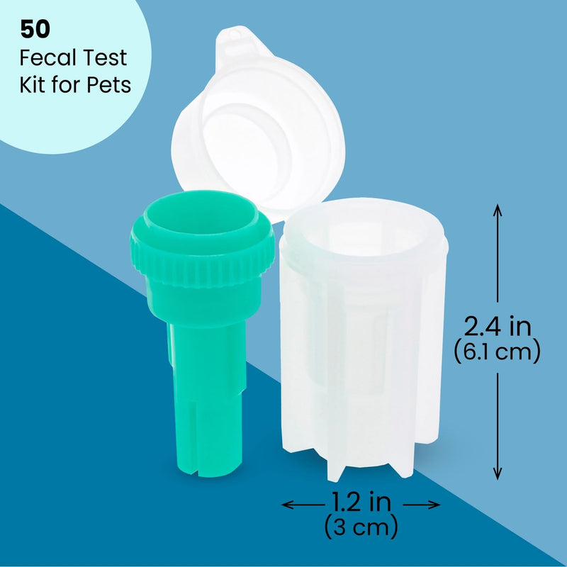 Fecal Float Test Kit - White & Green, 50 Pack - Pet Fecal Test Kit & Sample Containers for Dogs - Dog Poop Sample Cups for Veterinary Testing