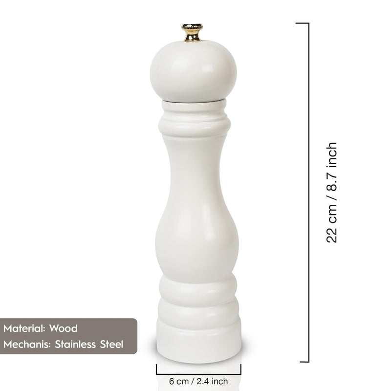 Walnut Color Wooden Salt Hand Mill 22 cm-8.66 inch (White) White