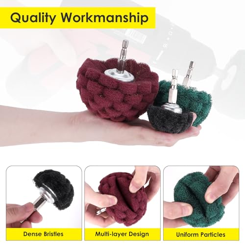9 PCS Non Woven Abrasive Buffing Polishing Wheel Drill Attachment Set