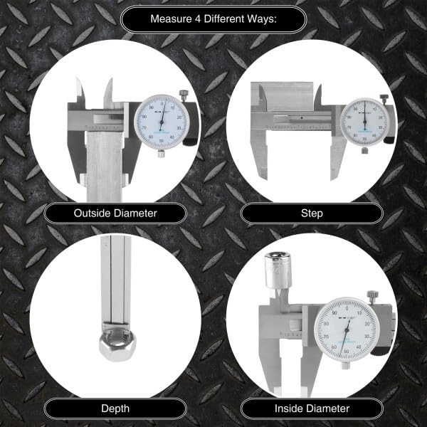 Dial Caliper- Stainless Steel and Shock Proof Tool With Plastic Carry Case, 0- 6 Inch Measuring Range For Accurate Measurements by Stalwart