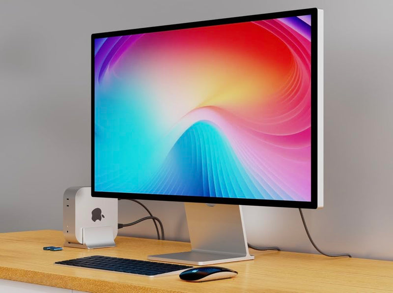 M4 Mac mini Vertical Stand Holder, a Solid Metal Base Organizer Compatible with Apple M4/M4 Pro Mac mini to Improve heatsink and Power Button Operation - Silver JK-M4A14S