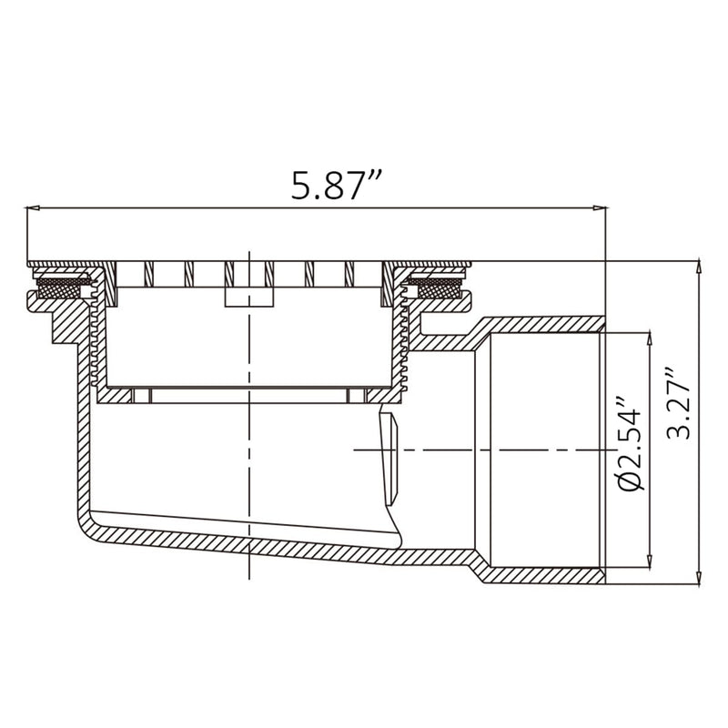 Low Profile Shower Drain Kit for 2” Side Outlet Shower Drain，with 1.5“ Adapter Match 1 1/2 Low Profile Drain，PVC Side Discharge Drain with Perforated Strainer