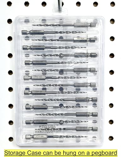 FTG USA 16 Pc #6 (9/64") Parabolic Flute Tapered Replacement Drill Bits, Case Same Sort 16 Pc