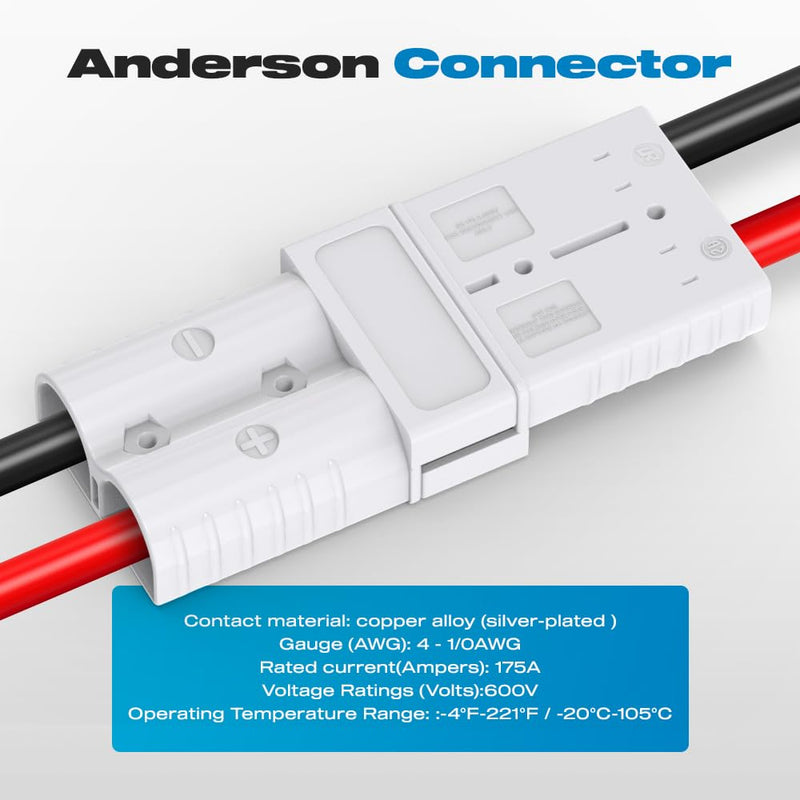Anderson Connector, 175AMP 1/0AWG Battery Quick Connect/Disconnect Connector Kit 12v-36V Winch Wiring Kit for Cable RV Truck Winch(2 Pack) 175A 2pcs