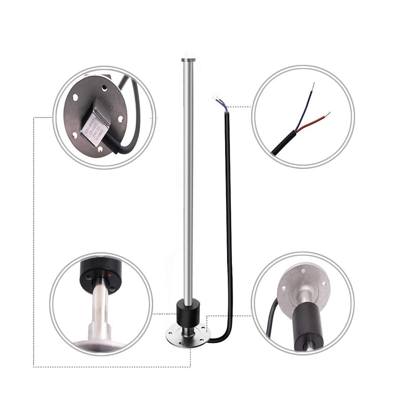 KAOLALI Fuel Gas Sender Stainless Steel Fuel Sending Unit Marine Boat Water Level Gauge Sensor 5 Hole fit Fuel &Water Gauge 0~190ohm 240~33ohm (0-190ohm, 16"(400mm)) 0-190ohm 16"(400mm)