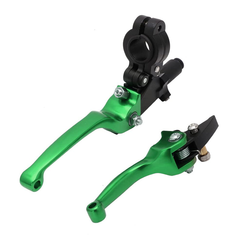 JFG RACING Motorcycle Brake Clutch Lever 7/8'' 22mm Folding Levers Aluminum Alloy Universal for CRF50 KLX SSR TTR 110 125 150 200 250cc Dirt Pit Bike ATV Mini Bike Green