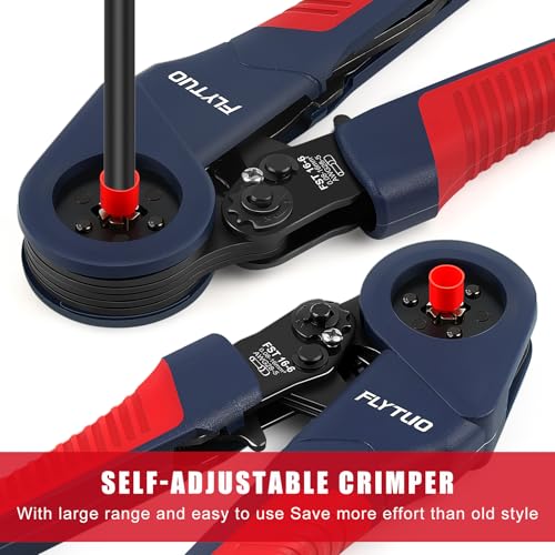 Hexagonal Ferrule Crimping Tool Set, 6 Sides Labor-Saving Crimp Pliers 0.05-16mm²(AWG 28-5), New Designed Self-Adjustable Ratchet Crimping Tool for Cable End Sleeves and Wire Ferrules FST 16-6