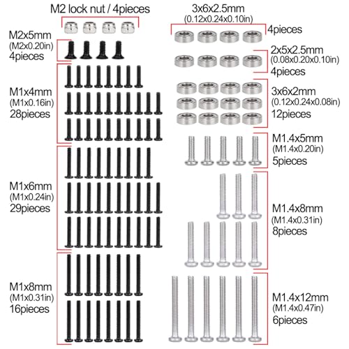 Steel Hardware Screws Bearing Kit 120pcs for Axial SCX30 RC Crawler